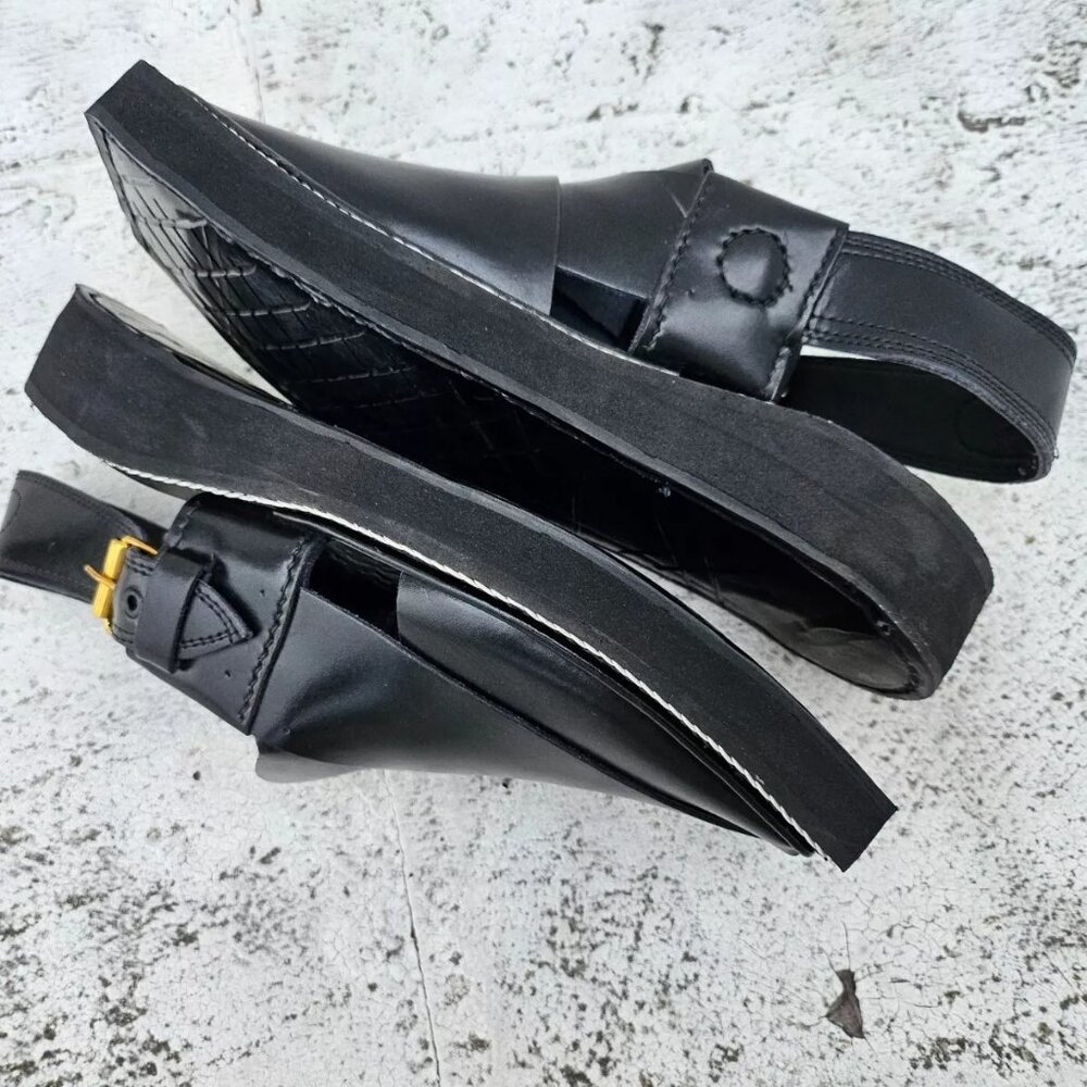 Captan Chappel Sandal Black Genuine Leather Upper Captaan Handmade Shoe Size 8.5 - Picture 9 of 11
